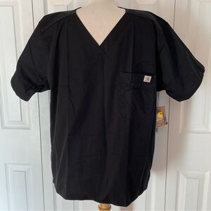 NWT Black Carhartt V Neck Shot Sleeve Top